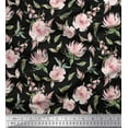 thumbnail image 1 of Soimoi Black Cotton Duck Fabric Flower & Leaves Watercolor Print Fabric by Yard 42 Inch Wide, 1 of 3