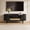 Black, variant on Spruce & Spring 47.2" Mid-Century Modern Rattan Coffee Table with Sliding Doors and Open Storage, Oval Center Table with Rattan Drawer, Solid Wood Legs for Living Room, Oak