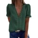 thumbnail image 5 of Camisa de gasa con cuello en V profundo encaje bordado manga corta parte Irfora Azul marino XXL, 5 of 6
