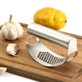 thumbnail image 4 of Bewildely Prensa de ajo de acero inoxidable, 1 Uds., picadora de ajo Manual, herramientas para cortar ajo, herramientas curvas para frutas y verduras, Cocina y Comedor Bewildely HA004582-00, 4 of 6