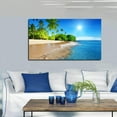 thumbnail image 2 of Sea Palm Tree Canvas Art Beach Sunset Picture Wall Art Beach Landscape Framed Painting Wall Decor For Home Office Bedroom Reeady to Hang, 2 of 6