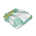 thumbnail image 3 of YFYANG Lightweight Warm Flannel Blanket, Green Plaid Floral Pattern Throw Blanket for Bed, Sofa, Travel, Camping, 50"x40", 3 of 7