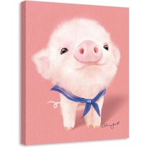 WFSposter Pig Poster Canvas Wall Art Pink Piggy Picture for Girls Room Bathroom Decor 12x15