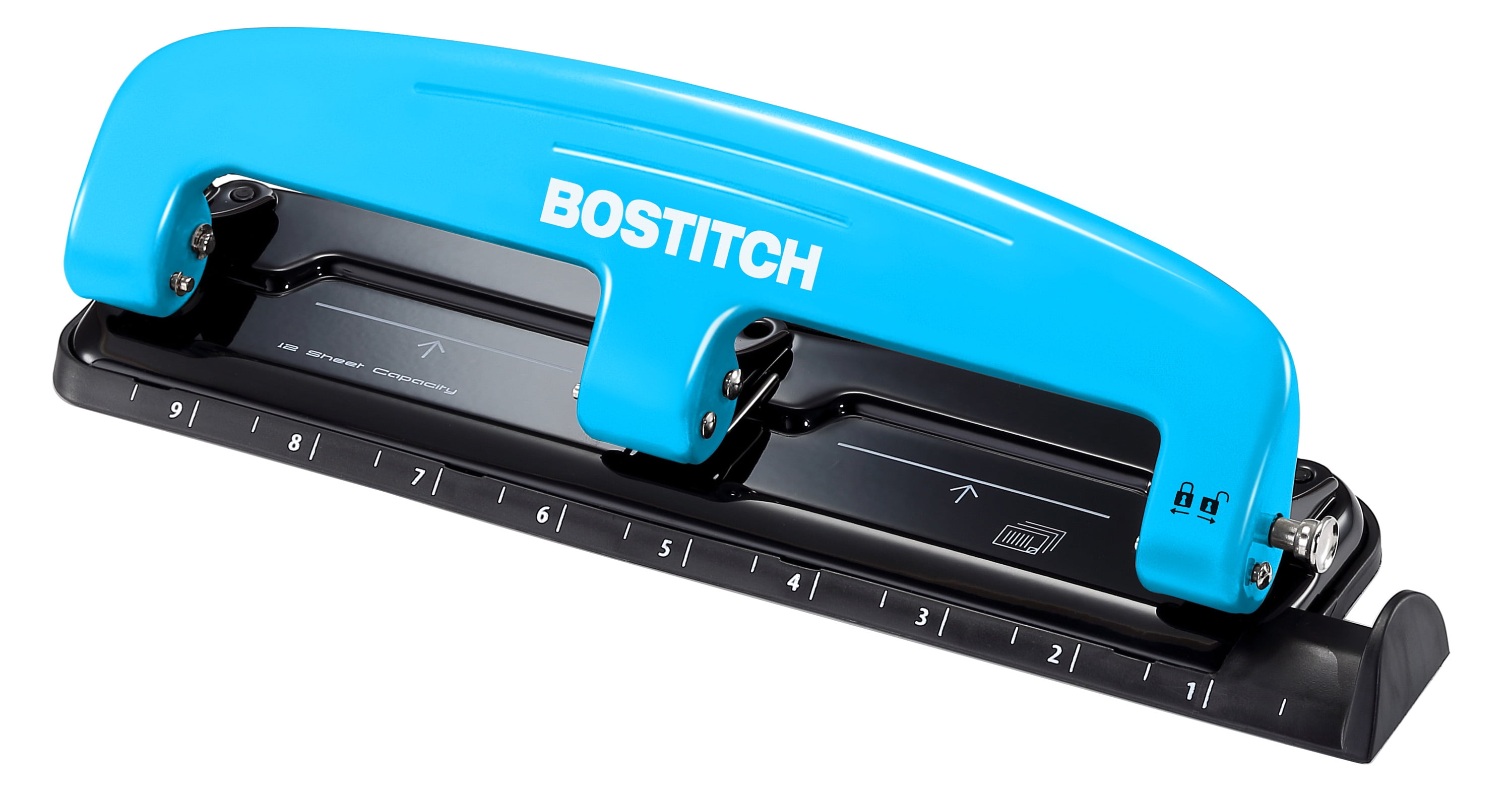 (2 pack) Bostitch EZ Squeeze 3 Hole Punch, 12 Sheet Capacity, Reduced Effort, Blue