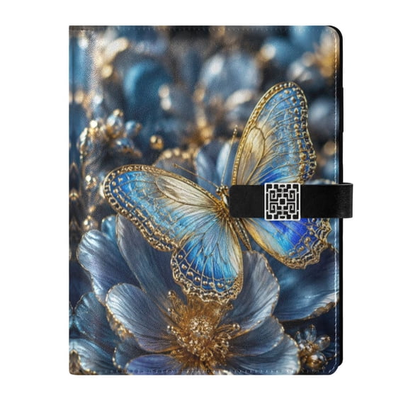Leather Planner Leather Notebook Notebook Journal Binder Design Pen Pocket Design Convenient for Storage Blue Butterfly Night