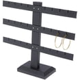 thumbnail image 2 of Plymor Black Faux Leather Triple T-Bar, Twelve Pair Earring Display Stand, 10.25" W x 8.5" H (Pack of 6), 2 of 2