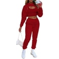 thumbnail image 3 of Women's Three-Piece Sportswear Set: Sexy Long-Sleeve Pullover Hoodie, Short Vest Top, Casual Pants Sports Set, 3 of 5
