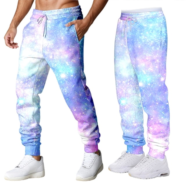 Pantalon Décontracté à Imprimé Galaxie pour le Quotidien avec Coupe Extensible Confortable, Pantalon pour Homme au Design Spatial pour un Style de Rue au Quotidien