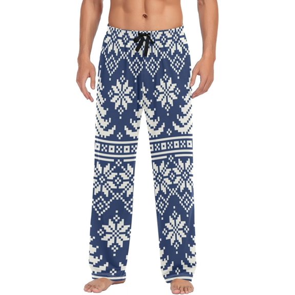 Knitted Style Christmas Tree Ghost Pajama Pants Men's Lounge Pants Light with Drawstring and Pockets