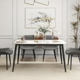 thumbnail image 4 of bokifol White Faux Marble Dining Table,55.12" Rectangle Modern Dinner Table for 6,Farmhouse Long Kitchen Table for Living Room with Sturdy Base,White, 4 of 8