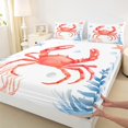 thumbnail image 3 of Homewish Red Crab Teen Full Size Sheets, Cartoon Ocean Coral Bed Sheets, Kawaii Starfish Animal Sheet Sets, Microfiber Bedroom Decor, 4-Piece, 3 of 7
