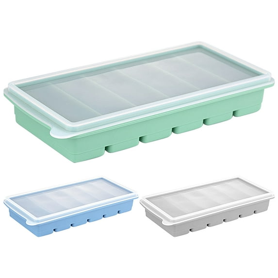 Ice Cube Tray with Lid, Easy-Release Silicone Bottom, Ice Cube Tray for Freezer, Easy-Release Flexible Ice Cube Molds 6 Cubes for Cocktail,Whiskey