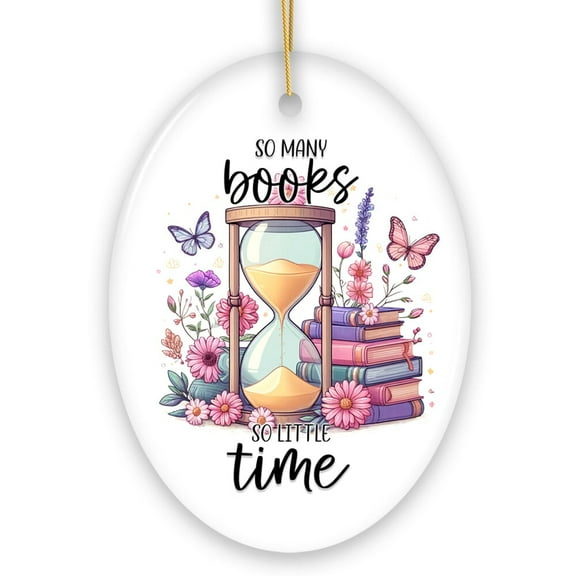 So Many Books So Little Time Cute Ceramic Ornament, Whimsical Book Lover Present