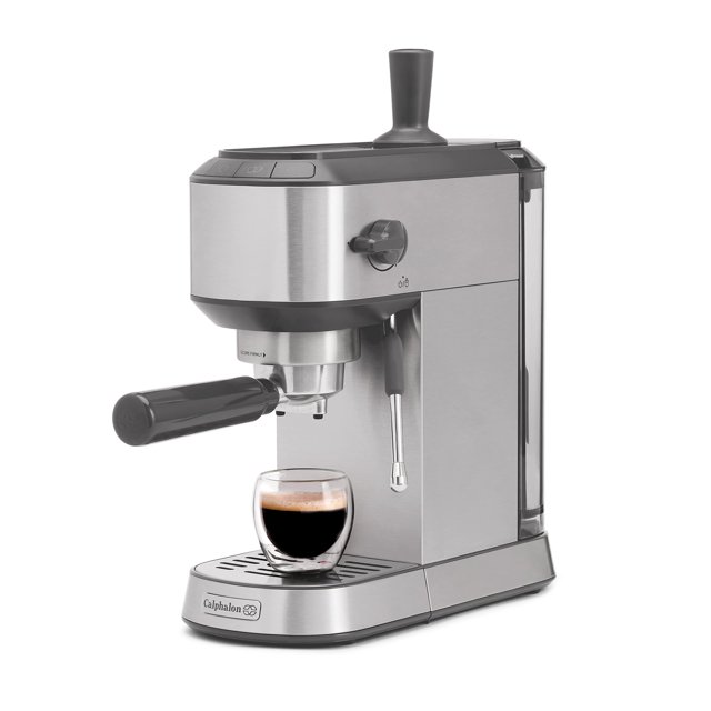 Calphalon Machine à Expresso Compacte pour la Maison avec Mousseur à Lait en Acier Inoxydable