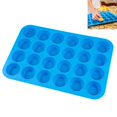 thumbnail image 1 of Molde de silicona para hornear magdalenas y magdalenas de 24 tazas, antiadherente, sin BPA, 100 % silicona y apto para lavavajillas, mini molde de silicona para hornear, bandeja de goma para el hogar con parte superior azul y molde para bomba de grasa Ormromra SNFLD1357, 1 of 6