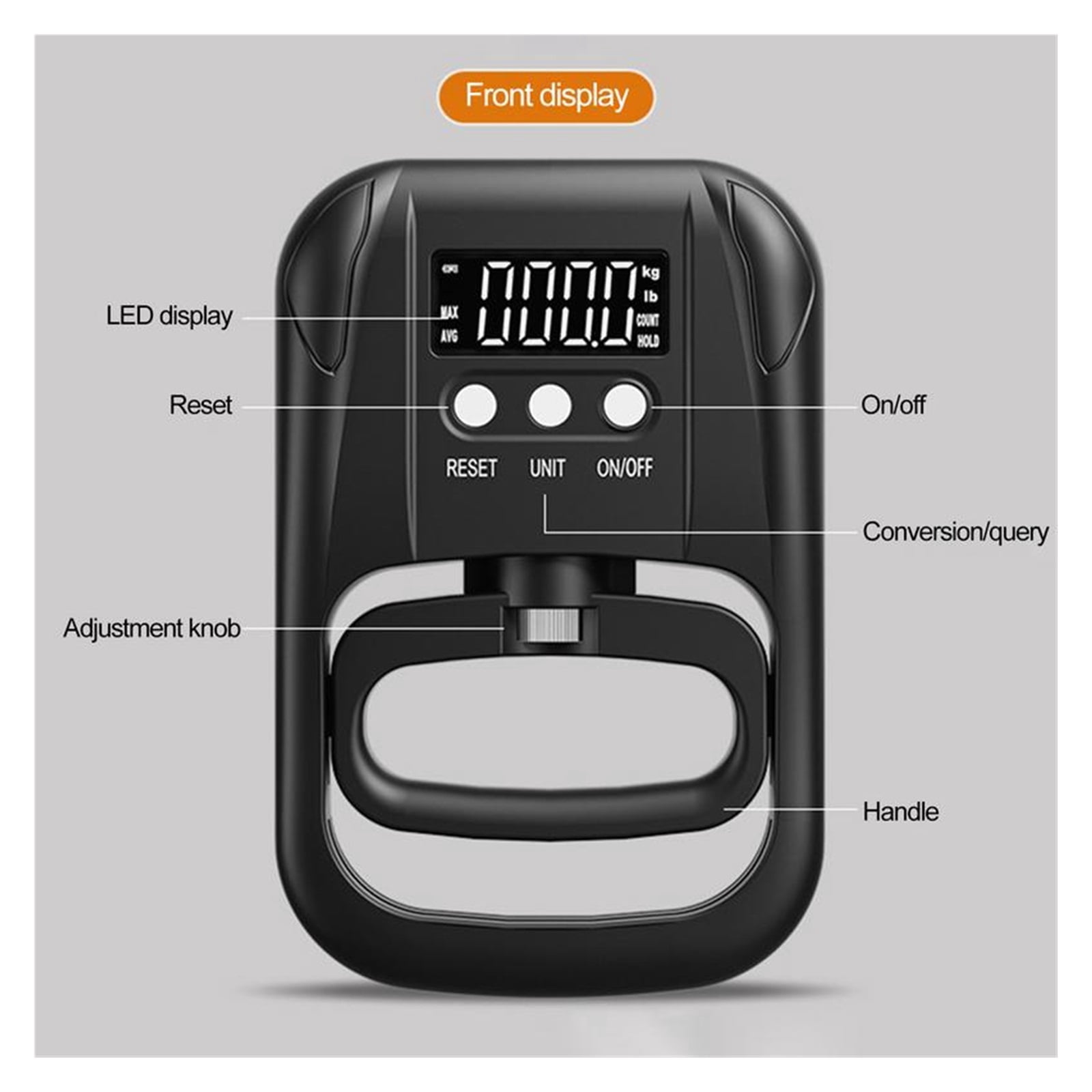Fitness Grip Strength Tester Electronic Grip Dynamometer 265Lbs/120Kg Digital Hand Dynamometer Intelligent Grip Strength Meter