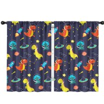 Funny Window Curtains for Kids Room - 42Wx63H Inch 2 Panels, Rod Pocket Colorful Cartoon Dinosaur Patterns for Boys Bedroom Decor Preschool Classroom Curtains Playroom Living Room Window Drapes
