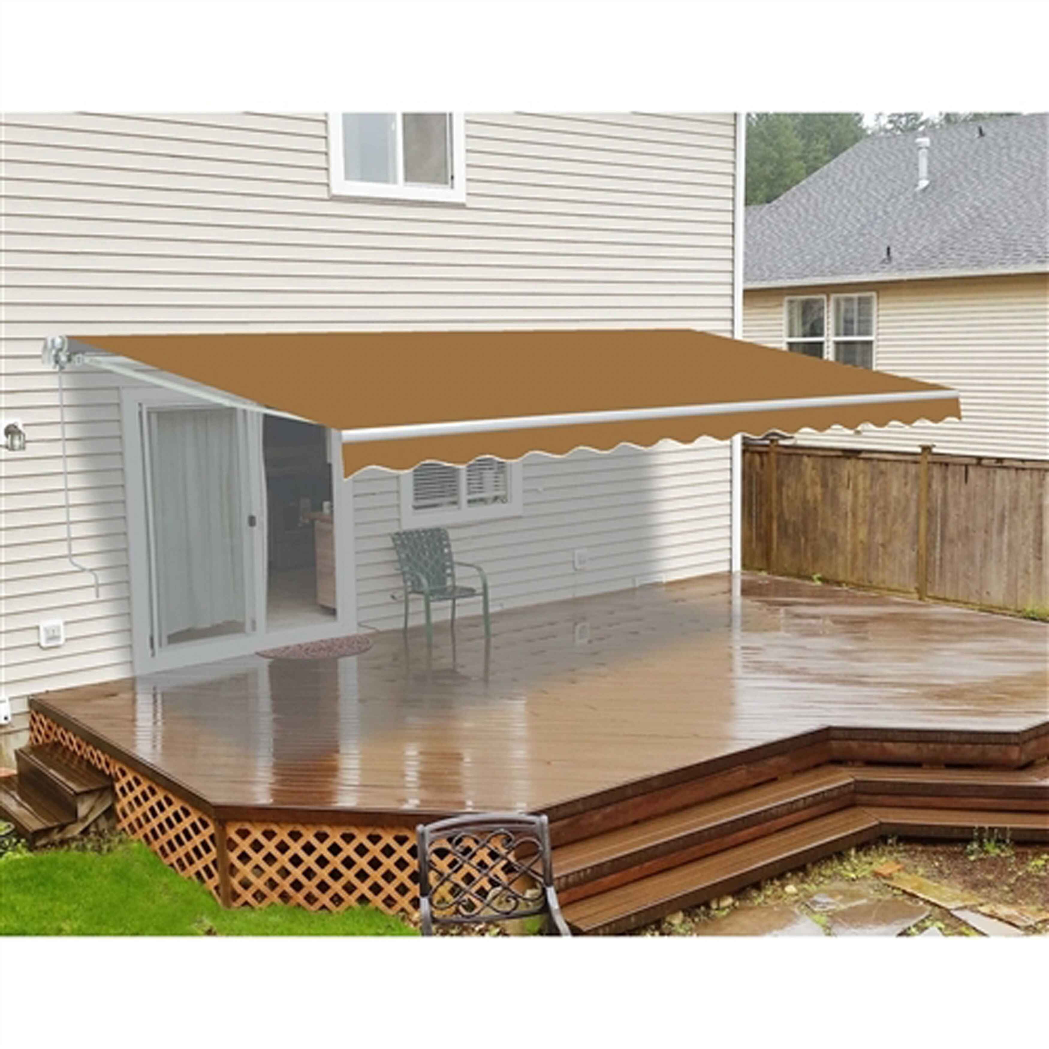 ALEKO 20 x 10 ft Sand Motorized Retractable Patio Awning