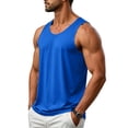 thumbnail image 5 of Men's UPF 50+ Tank Top Gym Workout Sleeveless Muscle Shirts Summer Sun Protection Moisture Wicking Shirts Royal Blue M, 5 of 9