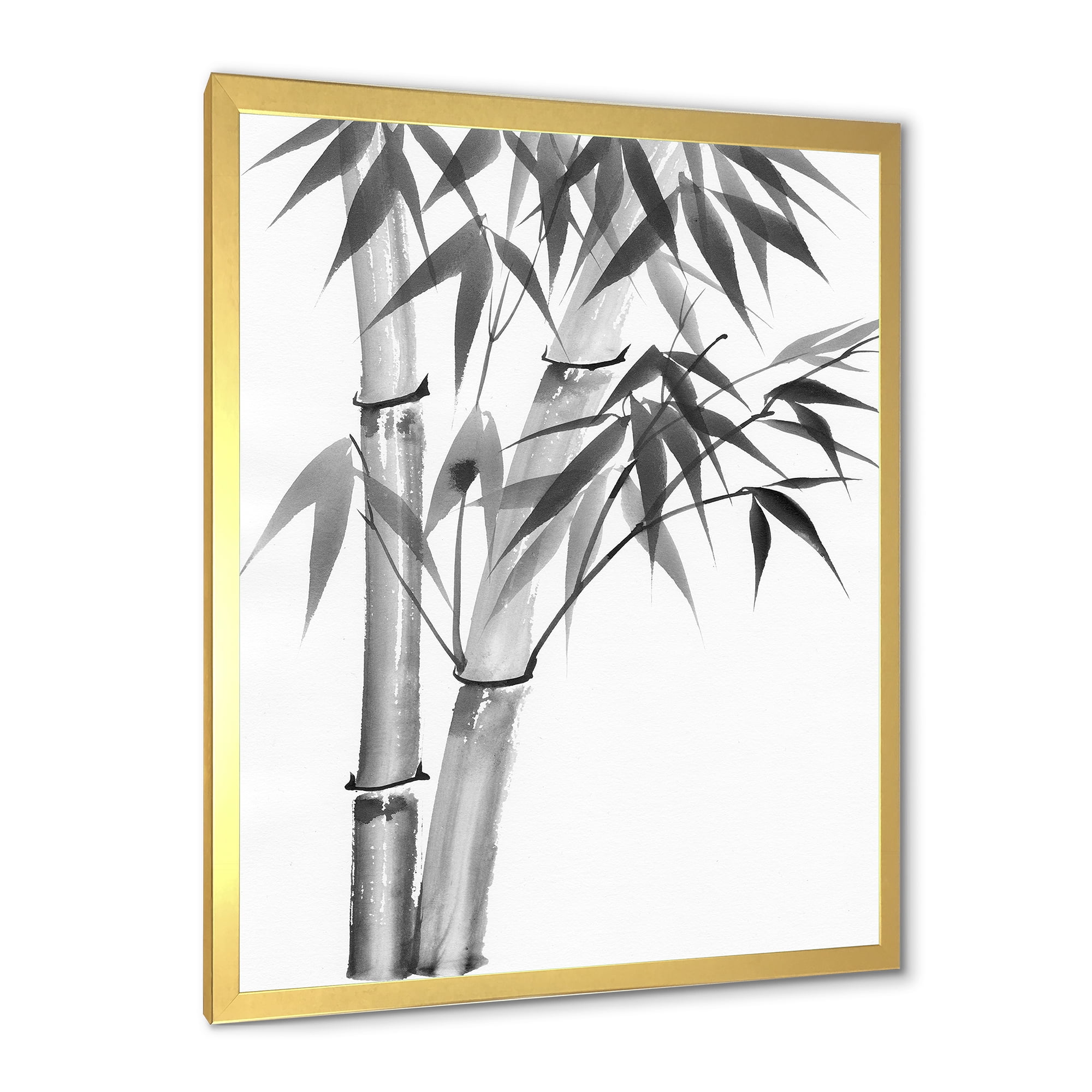 Designart 'Vintage Black and White Bamboo' Traditional Framed Art Print