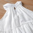 thumbnail image 6 of WRKEKC Girls Casual Dresses Solid Color Spaghetti Strap Ruffle Dress with Colorful Pom - Poms Summer Princess Outfit for 2-14 Years Kids, 6 of 9