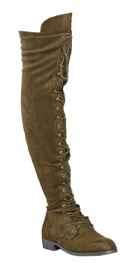 olive green flat boots