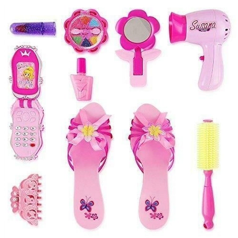 Link Worldwide Princess Beauty Play Set Pretend Play Toy With Hair Dryer,  Shoes and Accessories - Pink