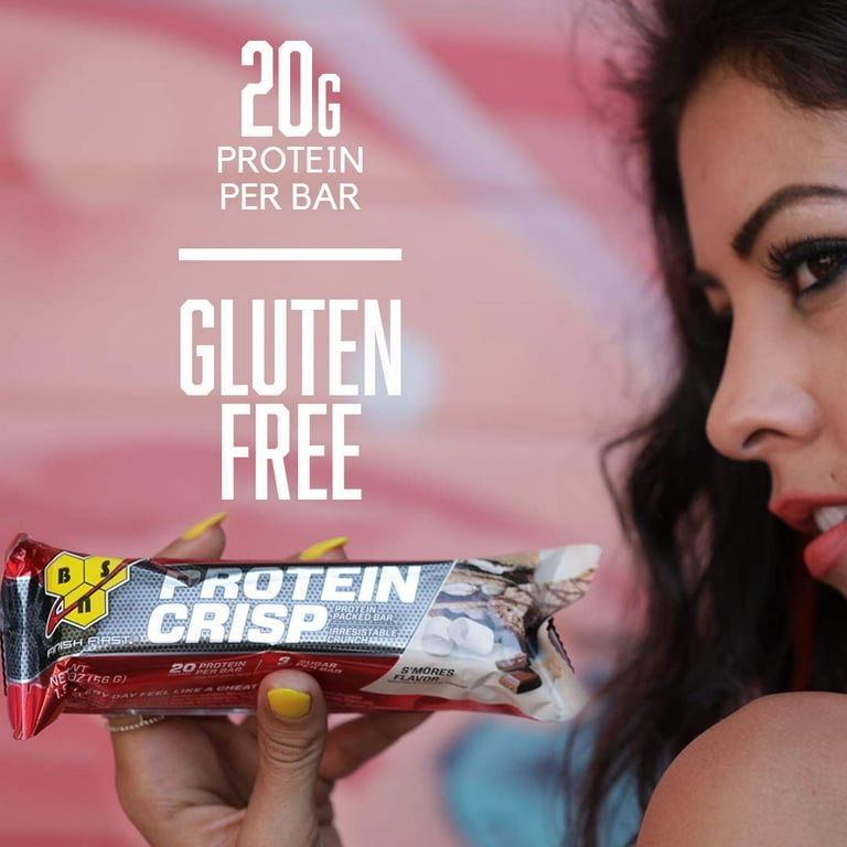 BSN Protein Crisp Protein Bar, S'mores, 20g Protein, 12 count - Walmart.com