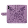 thumbnail image 4 of SaniMore Wallet Case for iPhone Xs Max, PU Leather Embossed Butterfly Flip Folio Cover Card Holder [Kickstand][Wrist Strap] All Arpund Protective Shockproof Shell for iPhone Xs Max(2018), Purple, 4 of 18