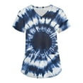 thumbnail image 2 of BDPORKAS Womens Scrubs Graphic Tie Dye Fashion Holiday Workwear Lightweight V Neck Short Sleeve Comfy Holiday Shirts Pocketed, 2 of 7