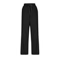 thumbnail image 3 of qucoqpe Women's Quickly-Dry Sports Pants Classic Cozy Elastic Drawstring Waist with Zippered Pockets Straight-Leg Pants Solid Color Stretch Athletic Joggers, 3 of 6
