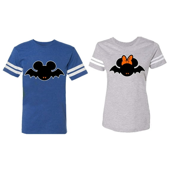 Matching Couple Cotton Jerseys (Men Royal / Women Heather) (Men XL / Women XXL)