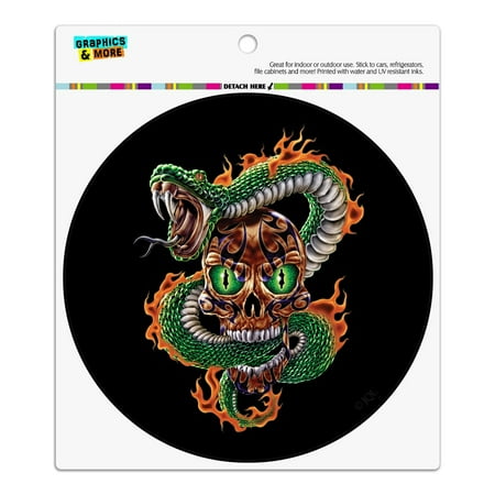 

Fire Snake and Skull Biker Motorcycle Flames Racing Automotive Car Refrigerator Locker Vinyl Circle Magnet