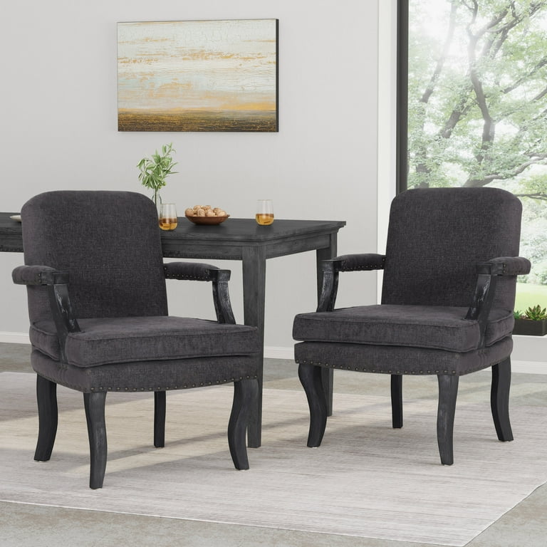 Noble House Ardson French Upholstered Dining Chair Set of 2 Gray