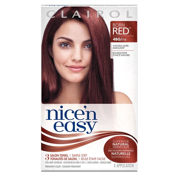 Clairol Nice 'n Easy Born Red Permanent Hair Color, 5RB/119B Natural Medium Reddish Brown, 1 Kit