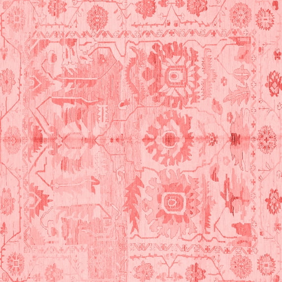 Ahgly Company Indoor Square Abstract Red Modern Area Rugs, 6' Square