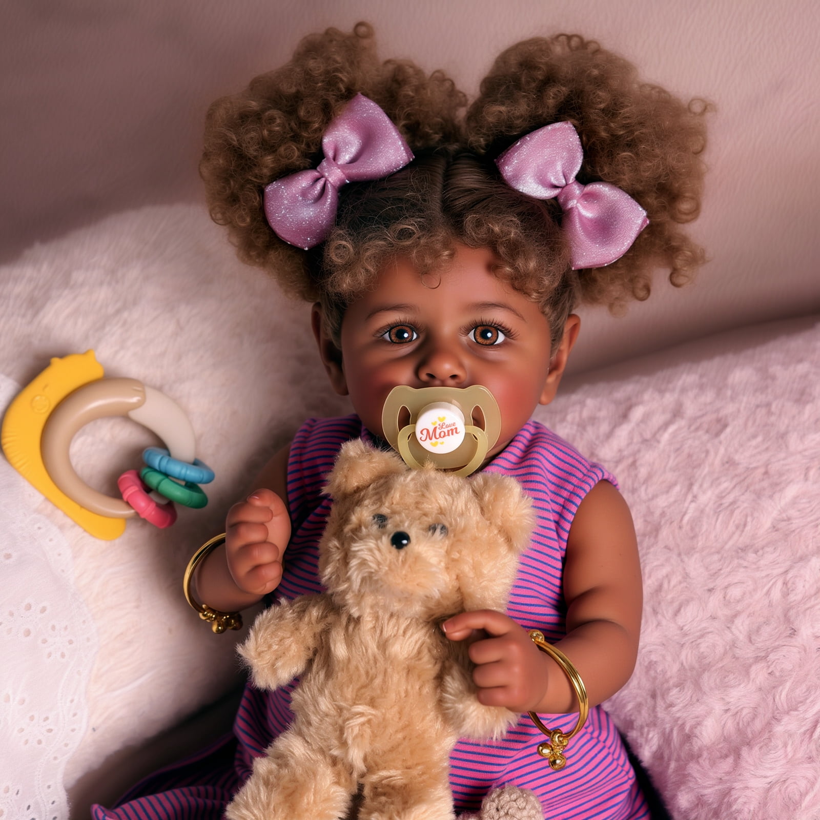 BABESIDE 20 Inch Reborn Dolls African American Black Soft cloth Body Dolls Dolls Gift for Kids Age 3+