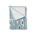 thumbnail image 2 of Wedding Soft Flannel Fleece Blanket, Just Married Letters on Triangular Flags Hanged on Blue Wooden Door Art Print, Cozy Plush for Indoor and Outdoor Use, 60" x 80", Blue Black Red, by Ambesonne, 2 of 6