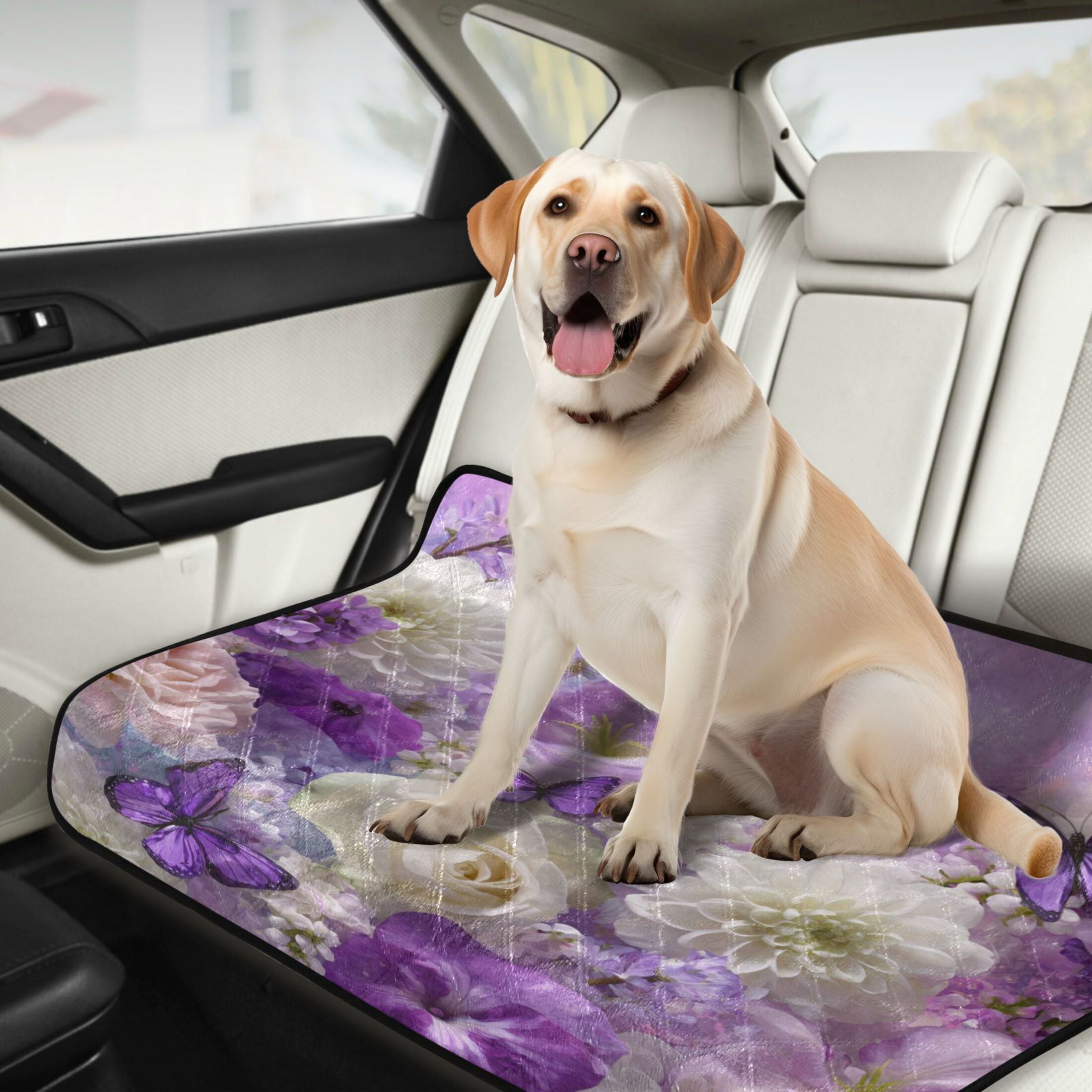 Qxltty Purple Butterfly Floral Cat litter Pads Pet Set of 3 Diaper Mats Center Anti-leakage Layer Absorbent Soft and Comfortable