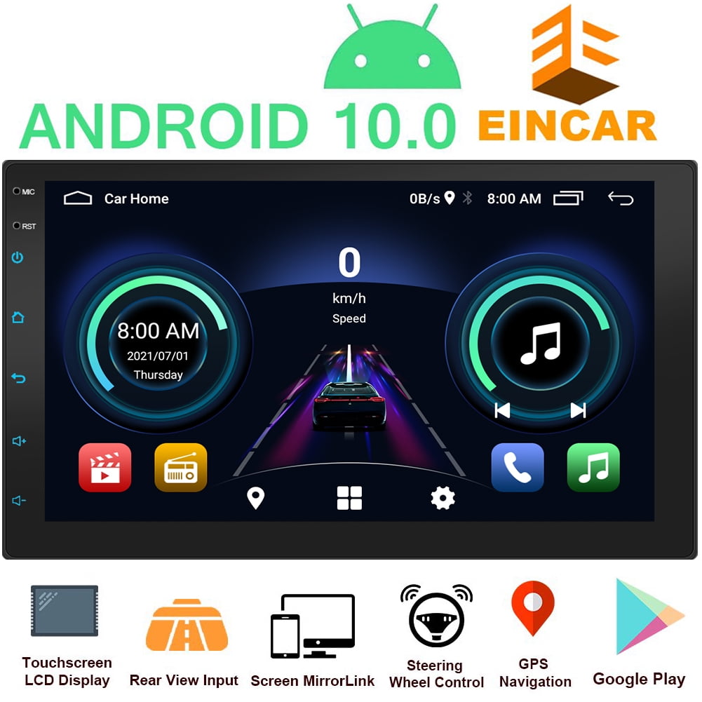 EinCar Android 10.0 Stereos System 7 inch Screen Car Radio Receiver with Bluetooth GPS Navigation Double 2 Din Head Unit In Dash Headunits support WiFi Mirror Link Steering Wheel Control - Walmart.com