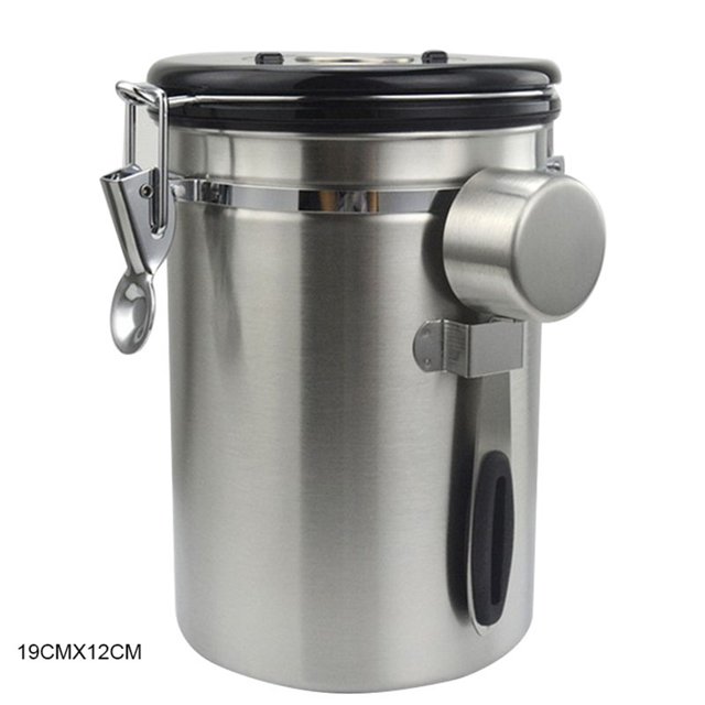 VALINK Airtight Coffee Canister Stainless Steel Container Coffee Ground Vault Jar with Valve for Kitchen