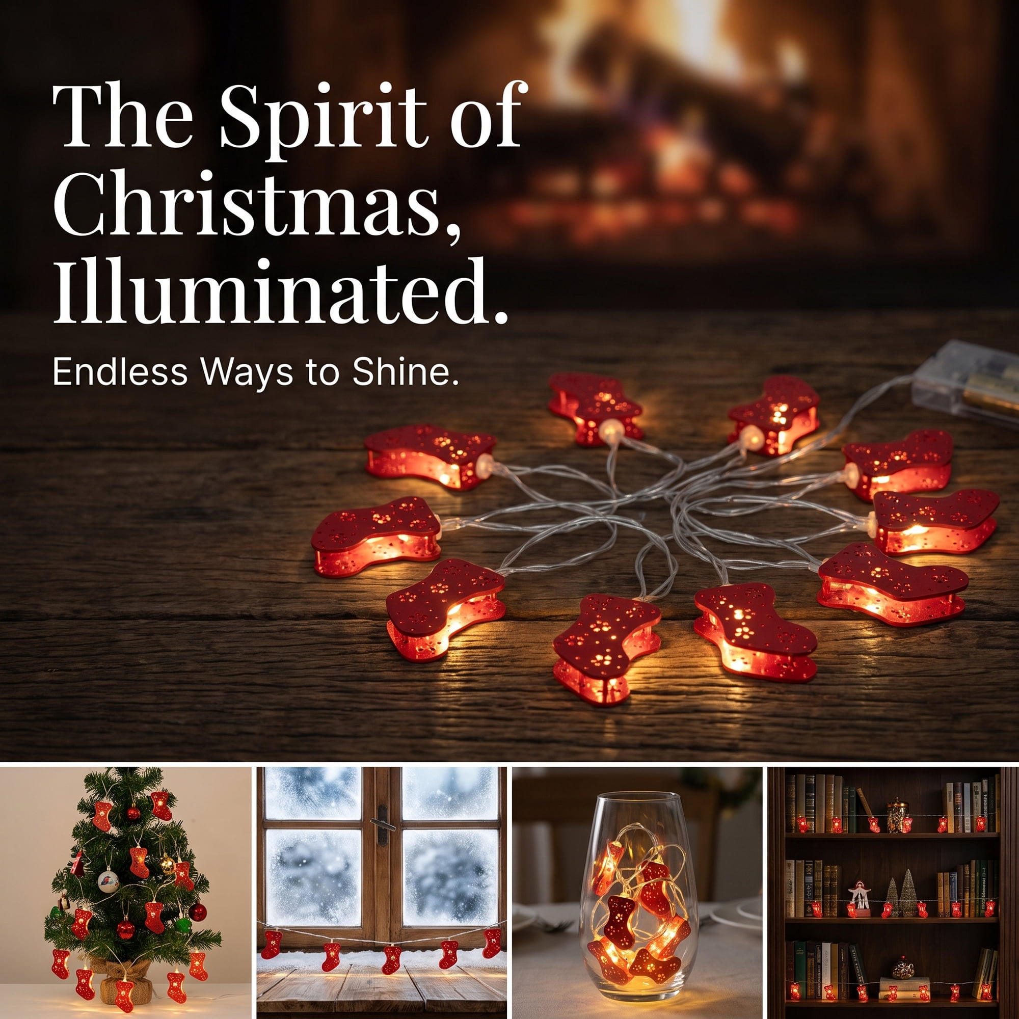 Unique Bargains Figurine Indoor Holiday Fairy Lamps 4.9 ft Sock Battery Operated