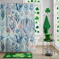 thumbnail image 5 of Blue Coastal Nautical Ocean Shower Curtain Set with Hooks, Seashell Starfish Seagrass Waterproof Fabric Bathroom Curtains Decor Home Accessories,72 X 72 Inch Long, 5 of 9