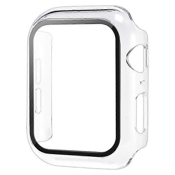 TransparentCase Compatible with Apple Watch 44MM, 2 in 1 Protection PC Hardening Case and HD Tempered Glass Film for iwatch 44 MM Screen Protector Acc