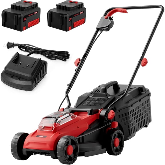 MZK 40V 13" 2-in-1 Brushless Push Cordless Lawn Mower with 5 Height Settings, Includes 2 Batteries & Charger