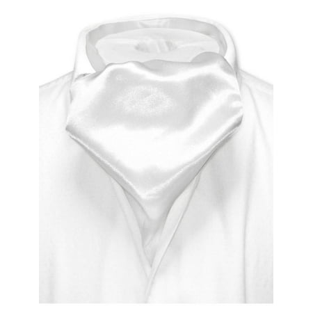 Ascot Tie - Biagio ASCOT Solid WHITE Color Cravat Men's Neck Tie