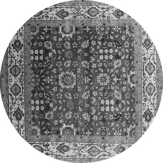 Ahgly Company Indoor Round Oriental Gray Industrial Area Rugs, 6' Round