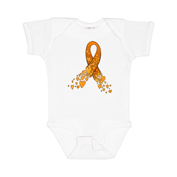 Inktastic Leukemia Awareness with Orange Ribbon Made of Hearts Boys or Girls Baby Bodysuit
