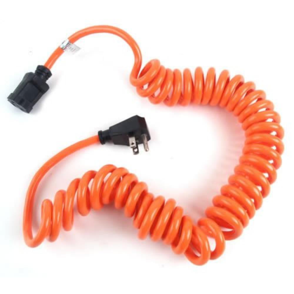 Coiled Power Tool Cord No Tangle Cord 3' to 10' Coiled Extension Cord