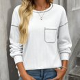 thumbnail image 2 of SNKSDGM Chandail Court à Manches Longues T-Shirts à Manches Longues pour Femmes Ample Chandail Décontracté à Manches Longues Col Rond Tricoté Ample TTG, 2 of 4